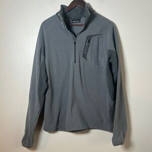 Marmot Men's Gray Waffle Knit Quarter Zip Fleece Pullover Size L G